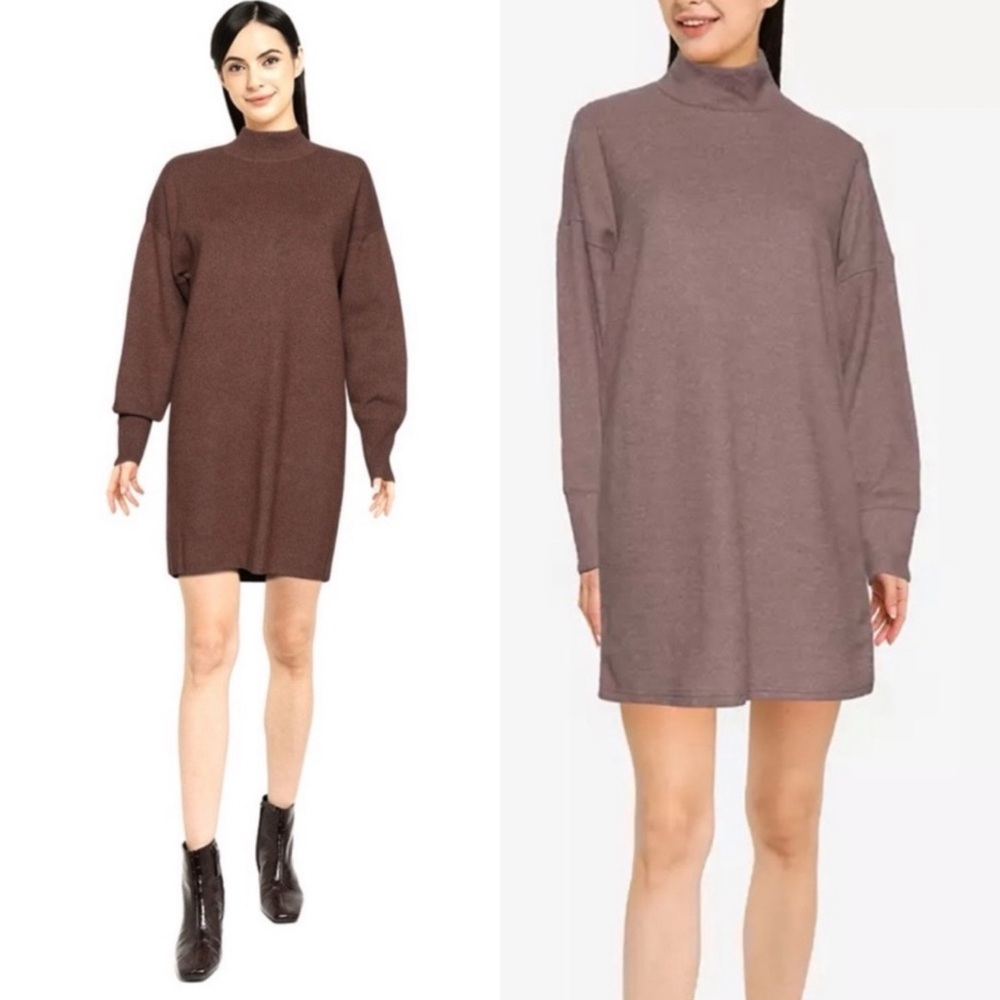 SOFT Abercrombie & Fitch Brown Long Sleeve Sweater Dress